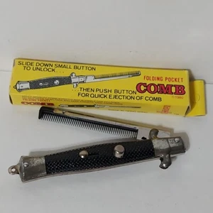 Peine de Cabello de Bolsillo Plegable Novedad Vintage ~ Hoja de Interruptor Hong Kong - Imagen 1 de 3