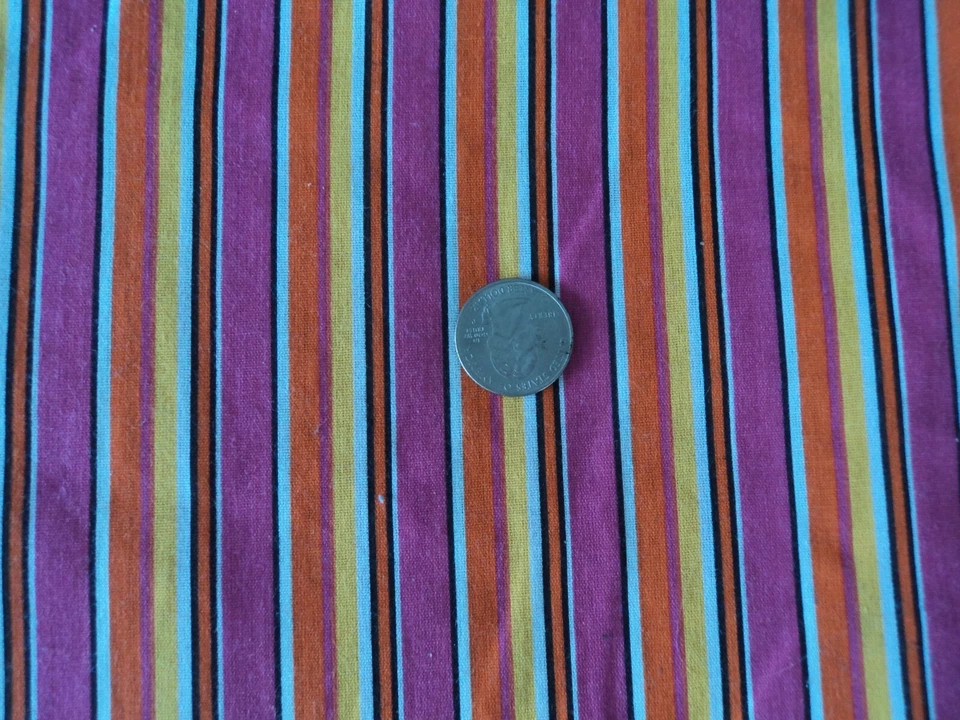 Tela algodón rayas 2 yd x 20" ancho fuscia rosa, amarillo. naranja, blanco Foto 1 de 1