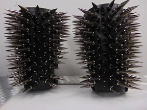 MGLA  LEATHER BLACK CHROME SPIKED GAUNTLET.BLACK METAL...(MDLG0343) - Picture 1 of 8