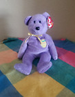 TY Purple Bear Beanie Baby 2002 EGGS III  w/Ear Tag Cute Easter Egg Design 9 ins