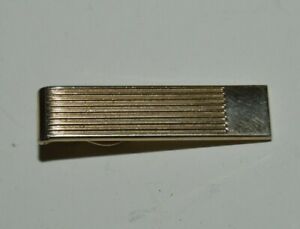 Nice Vintage Gold Tone Mid Century Striped SWANK Tie Bar Clasp Clip Rare