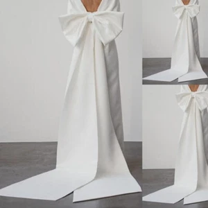 Dramatically Satin Bow Belt Wedding Accessories Large Detachable Sash Belt White - Picture 1 of 7