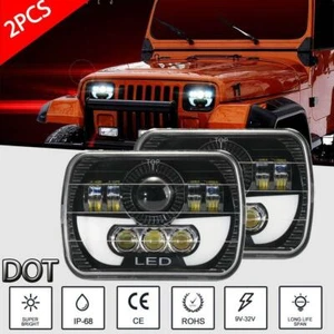 Pair 5x7 7X6 LED Headlight Hi/Lo Beam For Jeep Cherokee XJ Wrangler YJ MJ GMC - Picture 1 of 12