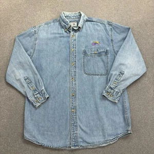 Lee Denim Shirt Adult Medium Blue Western Cowboy Rodeo USA Retro 90s Mens - Picture 1 of 9