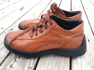 Geox Cognac Leather Shoes Ankle Boot Size 36 EU 5.5-6 US Women’s (Tear Inside) - Foto 1 di 12