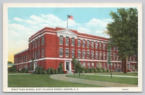 Girls' High School East Calhoun Street Sumter SC White Border Postcard - Picture 1 of 2