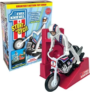 Evel Knievel Stunt Cycle Toy-Wind Up Energizer Launcher-Trail Bike,Figure,Helmet