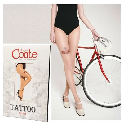 Conte Tattoo Butterfly quality sheer tights 20 den hosiery colorful natural red - Image 1 of 4