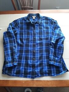 Duluth Button Up Shirt Mens Blue/Black Flannel 100% Cotton 2XL Outdoor Casual 