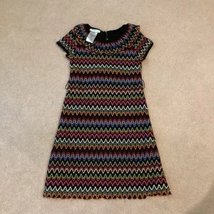 BONNIE JEAN GIRLS DRESS, 10, SHORT SLEEVED, LINED, SOFT RUFFLE COLLAR, ZIGZAG - Picture 1 of 4