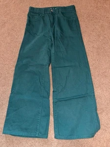 Old Navy Girls 14 High Ties Baggy Wide Leg Colored Jean Green Built In Tough - Picture 1 of 2