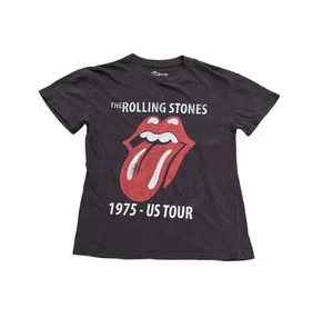 T-shirt piccola nera The Rolling Stones 1975 US Tour ristampa 100% cotone - Foto 1 di 8