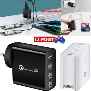 QC 3.0 48W PD Fast Charging Charger Multi USB Type C Wall Adapter 4 Port AU Plug - Picture 1 of 19
