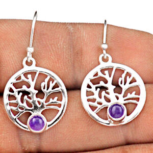 Artisan Collection 1.73cts Natural Purple Amethyst Tree Of Life Earrings T88639
