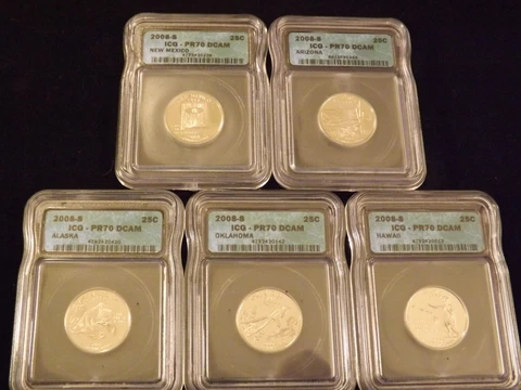 2008 -S    Quarter   5 Coin Set            ICG  Certified Set Cover