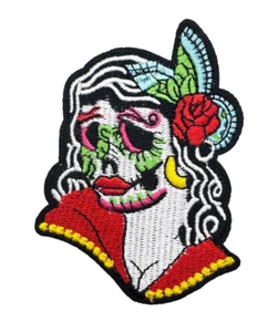 Totenkopf Skull Patch Bügelbild bestickt zum Aufbügeln Aufnäher Flicken - Bild 1 von 3