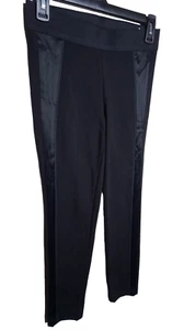 Vince Women's Black Side Stripe Satin Panel Sz XS Skinny Leggings Dress Pants - Picture 1 of 5