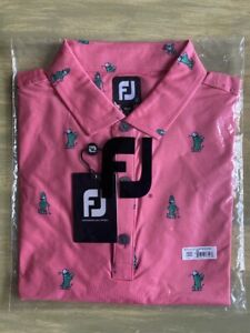 NEW! Footjoy FJ Golf Men's Polo Shirt Pink LG Cactus Print Lisle 2022 WM Open