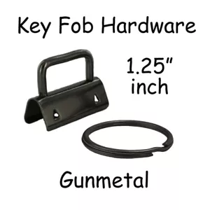 50 llavero hardware w / llaveros juegos - 1,25 pulgadas (32 mm) Gunmetal + Instruc. - Imagen 1 de 2