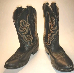 Botas de Vaquero del Oeste de Cuero Negro Smoky Mountain Juvenil Talla 2 R - Imagen 1 de 9