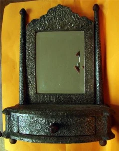 TOP vintage or old Anglo Indian Dressing /Make Up table mirror silver ca. 1950 - Picture 1 of 12