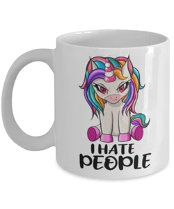 Taza Divertida Regalo UNICORNIO, I Hate People, Linda Taza Unicornio, Divertida Taza de Café - Imagen 1 de 2