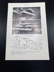 Frank Lloyd Wright Kaufmann Haus Falling Water Architektur 8 x 5,5 Druck GM366 - Bild 1 von 3