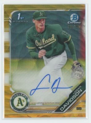 2019 Bowman Draft Chrome Pick Autographs Gold Wave Refractor Logan Davidson Auto - Image 1 of 2
