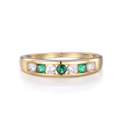 Ladies 9 Carat Gold & Solid  Sterling 925 Silver Emerald & White Sapphire Ring - Image 1 of 4