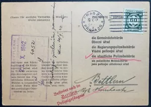 SECONDA GUERRA MONDIALE polizia dell'Olocausto cartolina PRAGA presidente polizia-BETTLERN ZEBRAK 1942 - Foto 1 di 2