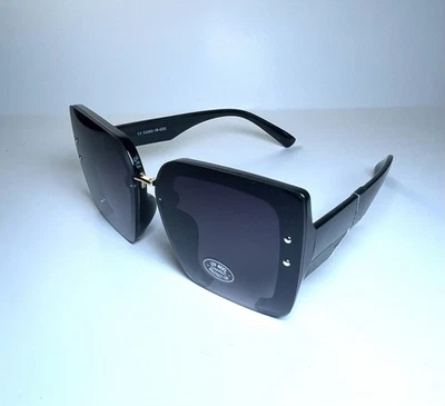 NUEVO XOXO Negro Grande Sin Montura Cuadrado Diseñador 56883 Gafas de Sol + Estuche Foto 1 de 4