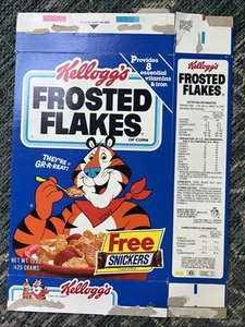 Caja de cereales Kellogg’s Frosted Flakes 1987 - Promoción Snickers Bar GRATIS - Imagen 1 de 3
