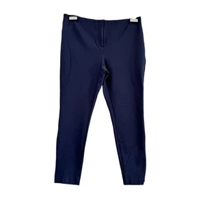 Alfani Womens 12 Petite Navy Blue Elastic Waist Stretch Flat Front Tapered Leg - Picture 1 of 7