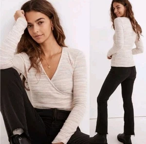 Madewell faux wrap sweater top women's XS space dye pastel soft spring casual - Picture 1 of 7