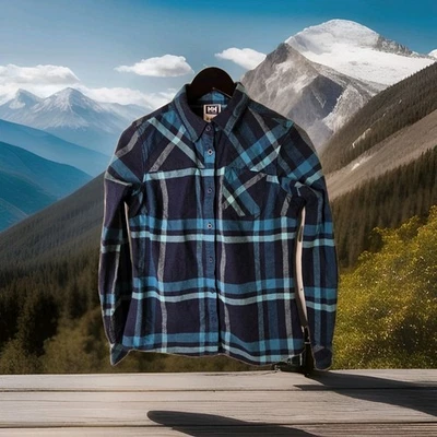 CAMISA DE MUJER HELLY HANSEN CLÁSICA A CUADROS MANGA LARGA AZUL CUADROS MEDIANA Foto 1 de 4