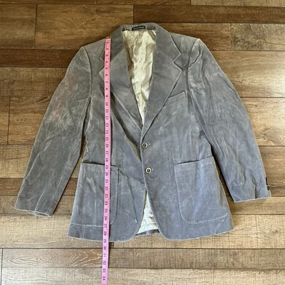 Yves Saint Laurent Blazer Mens 38R France Made Gray Velvet 2 Button Jacket #8724 - Изображение 1 из 4