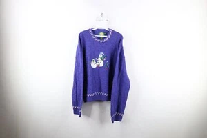 Vintage 90s Cabelas XL Faded Christmas Snowman Knit Crewneck Sweater - Picture 1 of 8