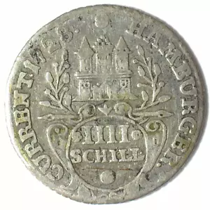CITTÀ LIBERA DI AMBURGO CARLO VI 1728 IHL ARGENTO 4 SCELLINI KM-359,1 - Foto 1 di 2