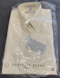 New GEOFFREY BEENE MEN'S LONG SLEEVE BUTTON DOWN DRESS SHIRT 15-34/35 Ivory