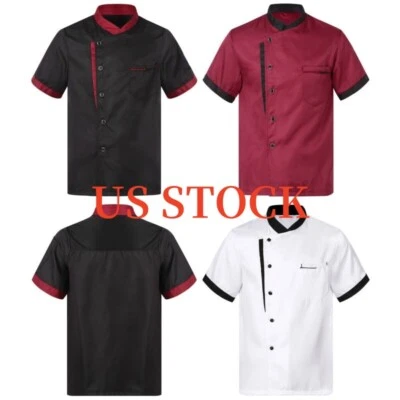 Unisex Mens Womens Short Sleeve Chef Coat Breathable Button Cook Jacket - Image 1 of 2