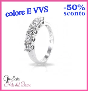 ANELLO RIVIERA VERETTA IN ORO BIANCO CON DIAMANTI NATURALI E VVS 0.60 CARATI - Imagen 1 de 4