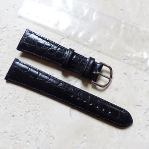 UHRENARMBAND ECHTLEDER SCHWARZ KROKOKORNIERUNG 20mm NEU - Bild 1 von 6