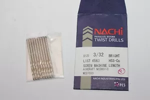 NACHI Parallel Shank Twist Drills 3/32 L6563 9 pc NEW MC07003 New - Picture 1 of 5