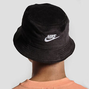 Nike Sportswear Futura Corduroy Bucket Hat Size S/M Black White DC3965 010