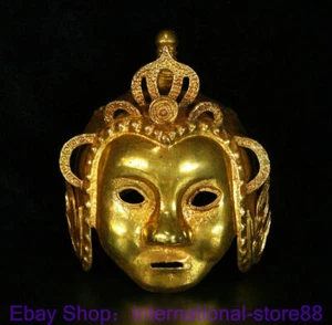8.4" Rare Old Chinese Copper Gold Dynasty Palace Female General Helmet - Picture 1 of 9