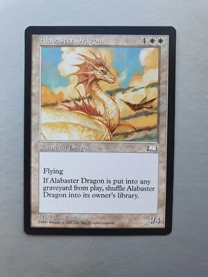 Alabaster Dragon, MTG Weatherlight (1997) Rare White Creature NM - Image 1 of 2