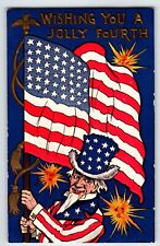 4th Of July Postcard Uncle Sam Fireworks USA Flag Ullman Series 2315 Unposted