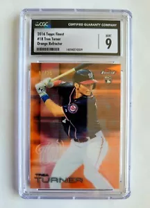 2016 TOPPS FINEST ORANGE REFRACTOR TREA TURNER RC! 7/25! CGC 9! 1/1! JERSEY #! - Picture 1 of 3