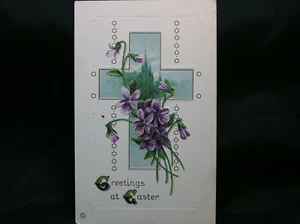 Vtg Easter Postcard -Greetings at Easter - not posted - Picture 1 of 2