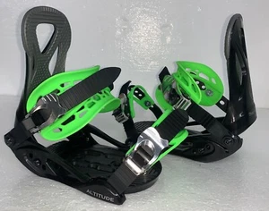 KIDS ALTITUDE JR RIPPER SNOWBOARD BINDINGS (BLACK/GREEN) SIZES 3-6 - Picture 1 of 7